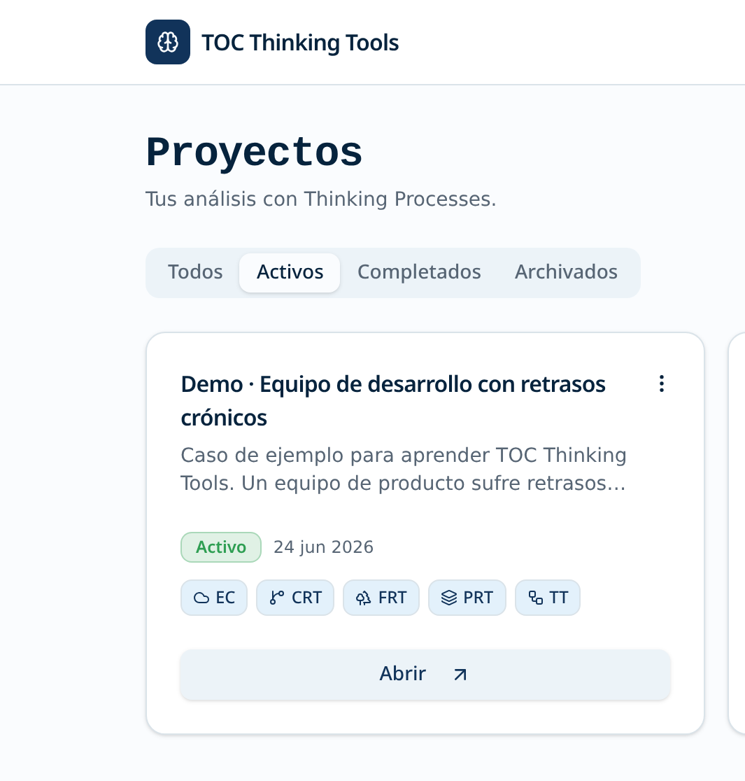 Dashboard with project card